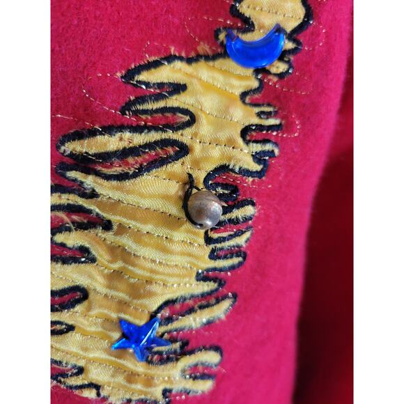 VINTAGE TAKE TWO Red Wool Ugly Christmas Button Front Jacket Women's Size Large - Picture 9 of 11